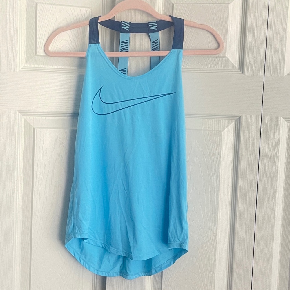 NIKE Elastika women's light blue Double Strap Tank Top.     D